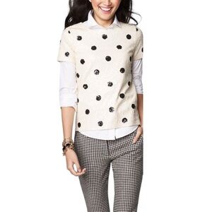 J. Crew Sequin Polka Dot Crewneck Short Sleeve Top Blouse